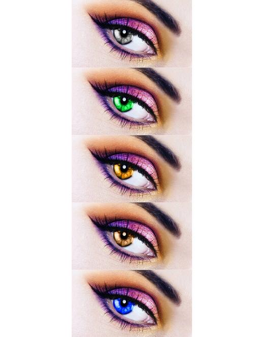 unisex 5 pair monthly grey, green, honey, brown, blue colored 0 power contact lenses for men and women eyes with lens case - 18539106 - Very Small Image - 1