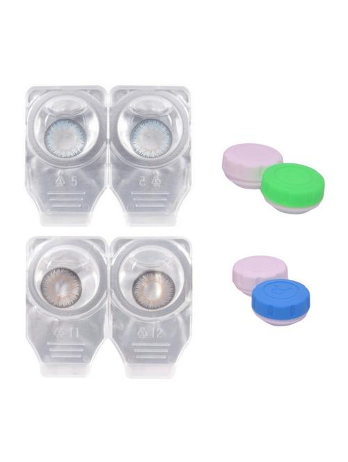 unisex 2 pair zero power monthly contact lens without solution - blue-grey color lens - 18539107 - Very Small Image - 1