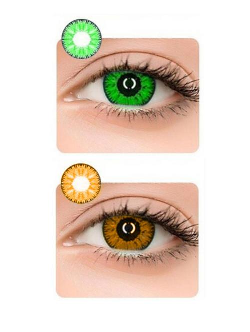 unisex monthly 2 pair green-honey colored 0 power contact lenses for eyes men and women - 18539109 - Very Small Image - 1