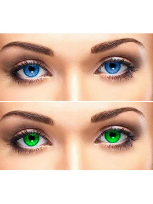 unisex 2 pair monthly aqua green colored 0 power contact lenses for eyes men and women with lens case - 18539111 - Very Small Image - 1