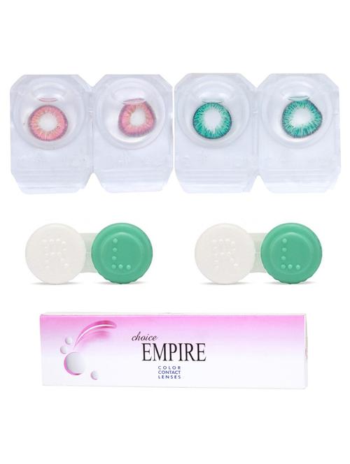 unisex red-dark green 2 pair colored contact lens with 2 case (0 power) - 18539112 - Very Small Image - 1