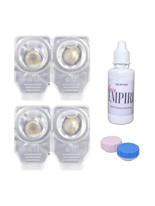 unisex 2 pair zero power monthly contact lens with solution - brown-voilet color lens - 18539142 - Very Small Image - 1