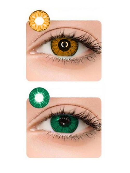 unisex monthly 2 pair honey-turquoise colored 0 power contact lenses for eyes men and women - 18539157 - Very Small Image - 1