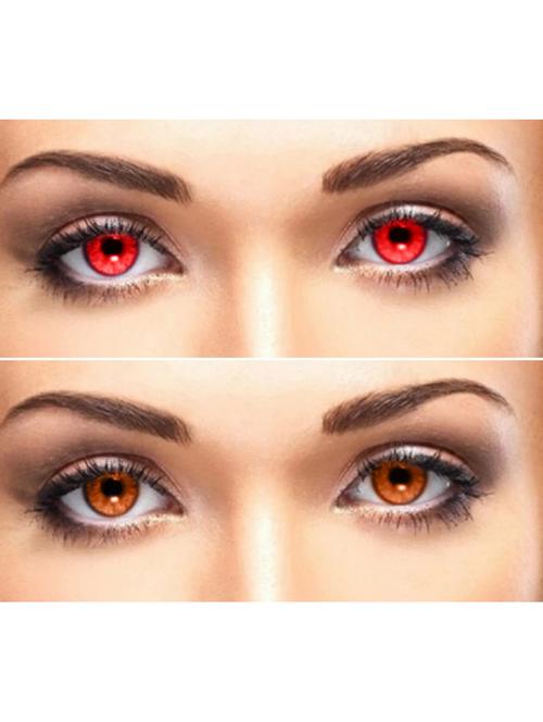 unisex 2 pair monthly red brown colored 0 power contact lenses for eyes men and women with lens case - 18539168 - Very Small Image - 1