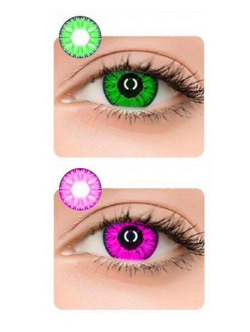 unisex monthly 2 pair green-violet colored 0 power contact lenses for eyes men and women - 18539169 - Very Small Image - 1