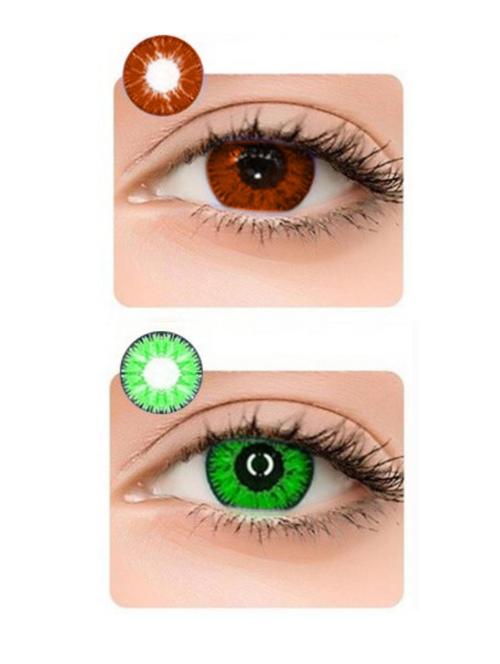 unisex monthly 2 pair brown-green colored 0 power contact lenses for eyes men and women - 18539188 - Very Small Image - 1