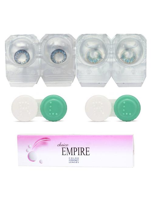 unisex dark blue-light blue colored contact lens 2 pair with 2 case (0 power) - 18539200 - Very Small Image - 1