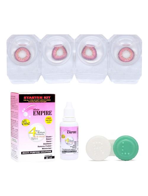 unisex red 2 pair colored contact lens with case & solution (0 power) - 18539227 - Very Small Image - 1