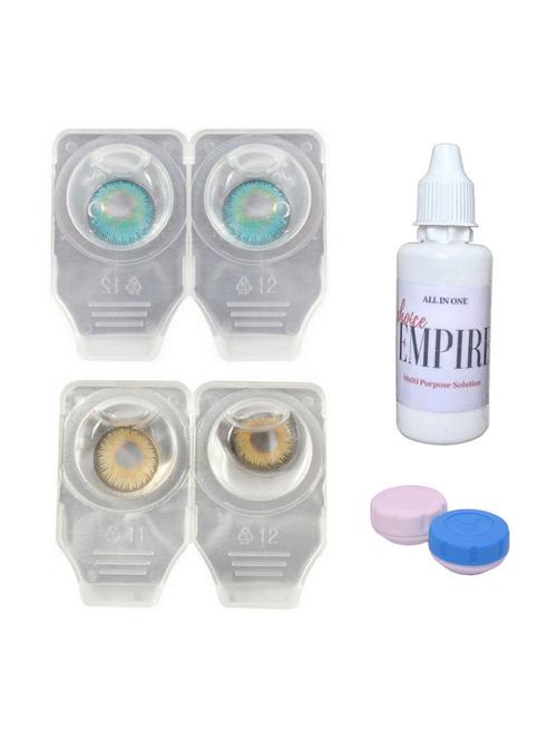 unisex 2 pair zero power monthly contact lens with solution - aqua-pure hazzle color lens - 18539255 - Very Small Image - 1