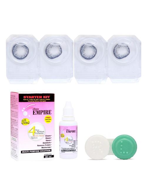 unisex dark grey 2 pair colored contact lens with case & solution (0 power) - 18539256 - Very Small Image - 1