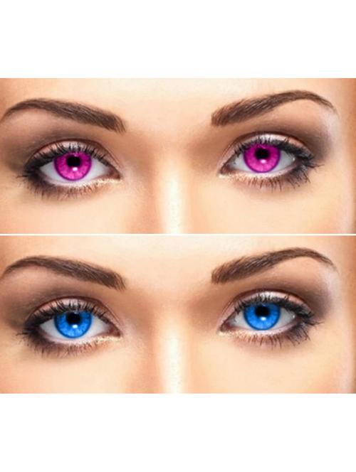 unisex 2 pair monthly violet blue colored 0 power contact lenses for eyes men and women with lens case - 18539264 - Very Small Image - 1