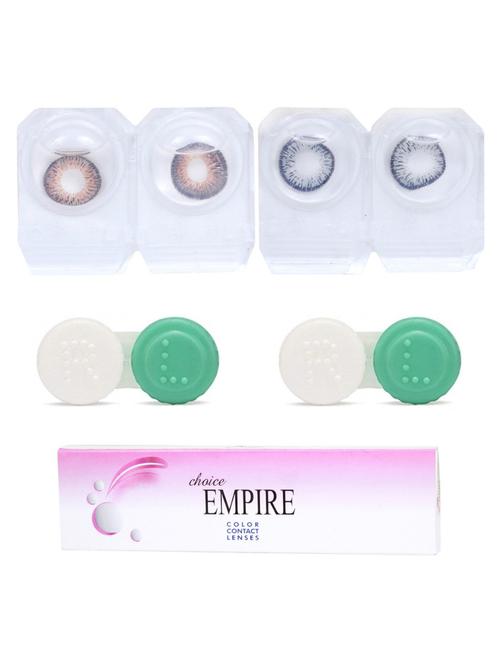 unisex dark brown-dark grey 2 pair colored contact lens with 2 case (0 power) - 18539286 - Very Small Image - 1