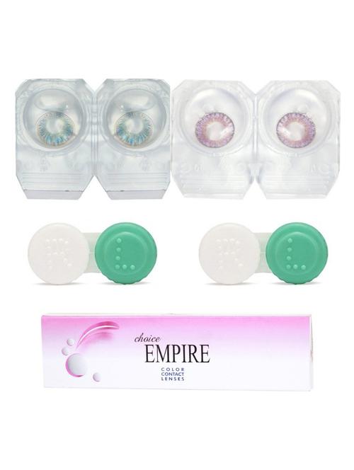 unisex lightblue-voilet colored contact lens 2 pair with 2 case (0 power) - 18539292 - Very Small Image - 1