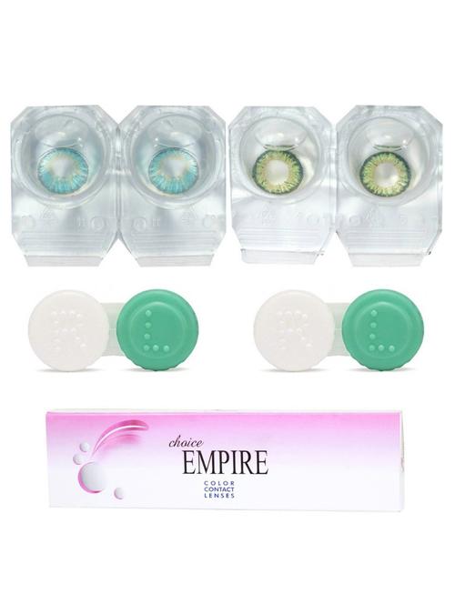 unisex aqua-dark green colored contact lens 2 pair with case (0 power) - 18539297 - Very Small Image - 1