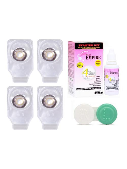 unisex pair colored contact lens zero power with case & 30ml solution pure hazel-pure hazel - 18539298 - Very Small Image - 1