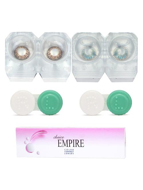 unisex brown-light blue colored contact lens 2 pair with 2 case (0 power) - 18539301 - Very Small Image - 1