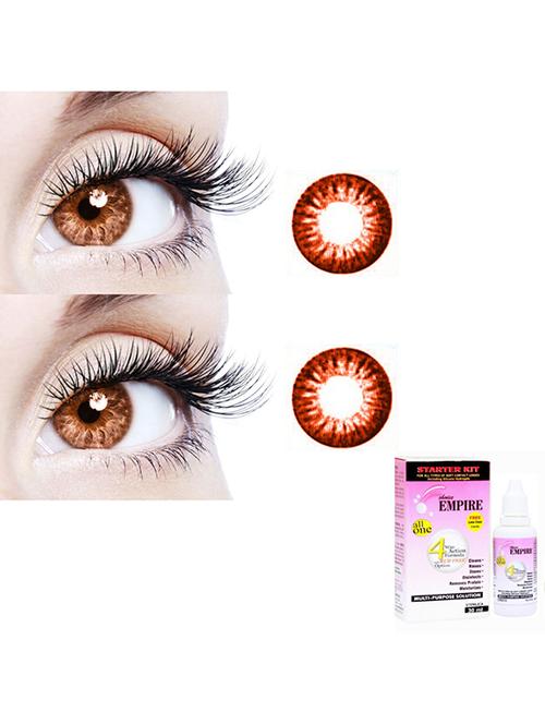 unisex brown 2 pair colored contact lens with case and solution (0 power) - 18539339 - Very Small Image - 1