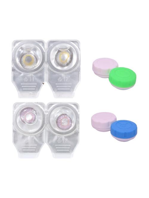 unisex 2 pair zero power monthly contact lens without solution - gark grey-voilet color lens - 18539341 - Very Small Image - 1