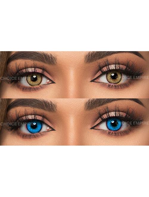 unisex 2 pair monthly colored contact lenses zero power with lens case (pure hazel-aqua blue) - 18539344 - Very Small Image - 1