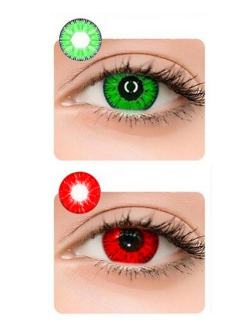 unisex monthly 2 pair green-red colored 0 power contact lenses for eyes men and women - 18539357 - Very Small Image - 1