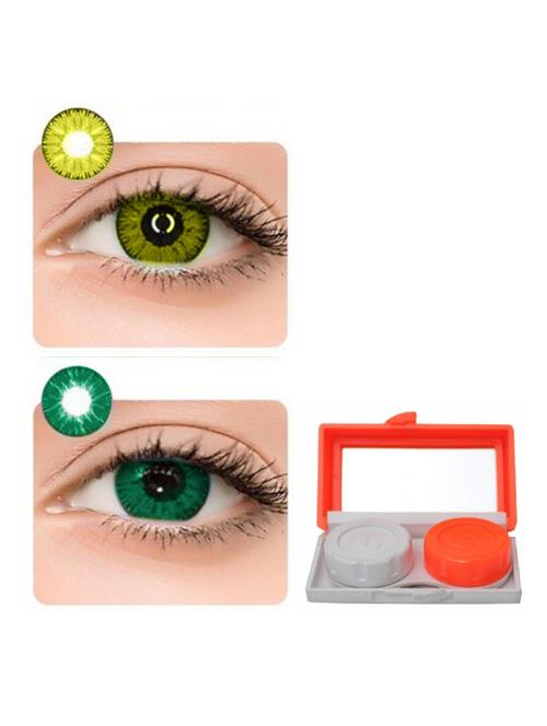 unisex monthly 2 pair hazel-turquoise colored 0 power contact lenses for eyes men and women with 1 lens travel kit storage box - 18539361 - Very Small Image - 1