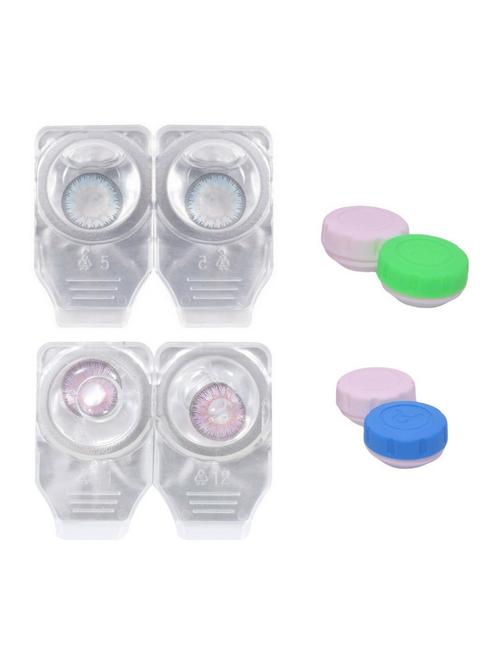 unisex 2 pair zero power monthly contact lens without solution - blue-voilet color lens - 18539363 - Very Small Image - 1
