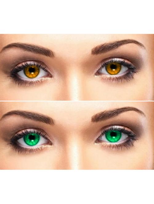 unisex 2 pair monthly honey turquoise colored 0 power contact lenses for eyes men and women with lens case - 18539380 - Very Small Image - 1