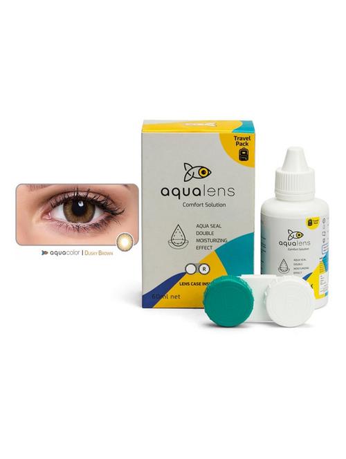 unisex 1 pair dusky brown color contact lenses with lense solution (free lense case) - 18539387 - Very Small Image - 1