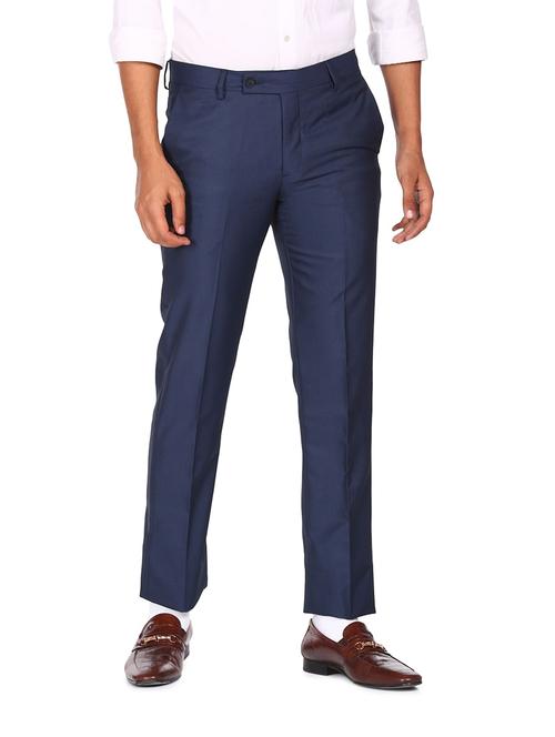 textured flat front casual trouser - 18539662 - Very Small Image - 1