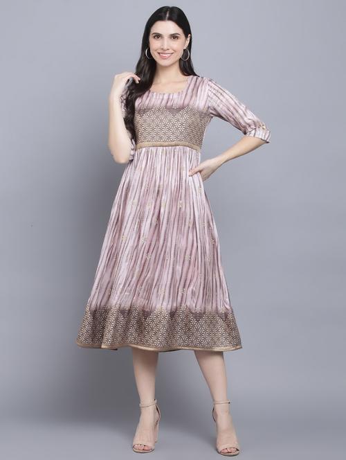 round neck tie-die fit & flare dress - 18539705 - Very Small Image - 1