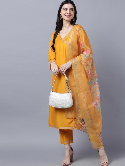 embroidered kurta pant set with dupatta - 18540494 - Very Small Image - 1