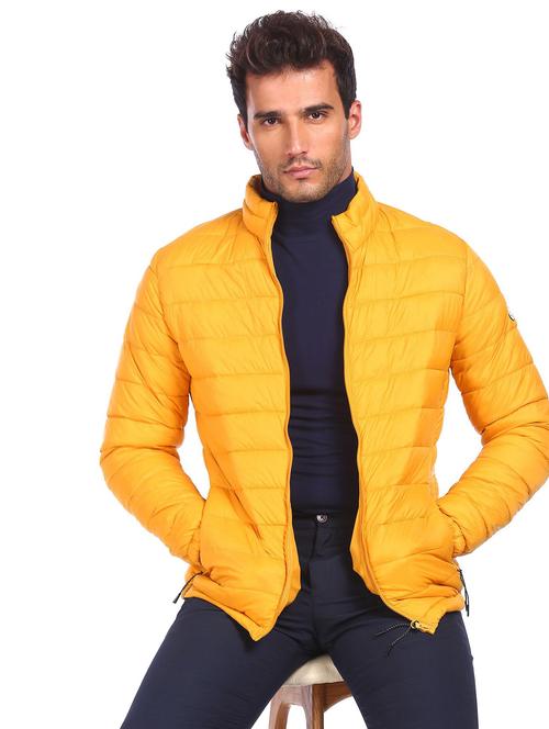 yellow solid quilted jacket - 18541975 - Very Small Image - 1