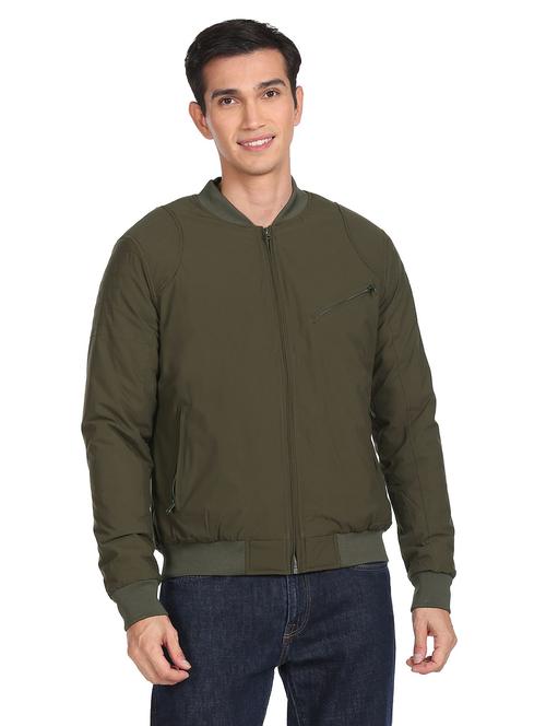 olive green solid bomber jacket - 18542035 - Very Small Image - 1
