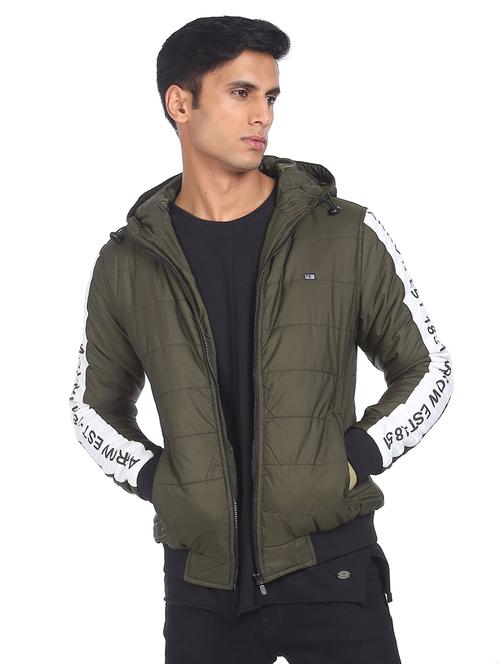 olive green solid quilted jacket - 18542080 - Very Small Image - 1