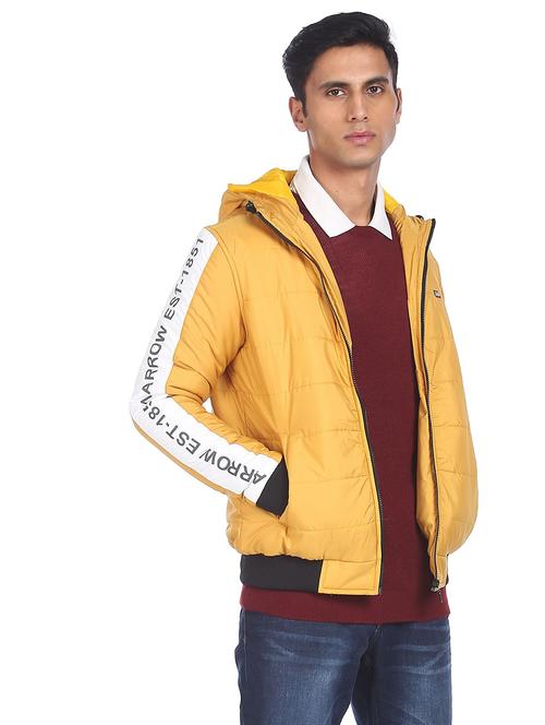 yellow solid quilted jacket - 18542081 - Very Small Image - 1