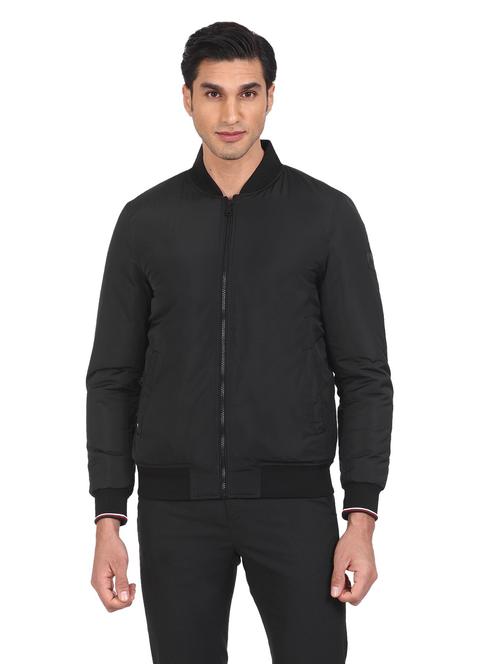 stand collar solid bomber jacket - 18542091 - Very Small Image - 1