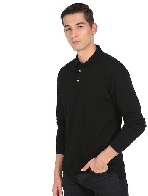 black solid polo t-shirt - 18542364 - Very Small Image - 1