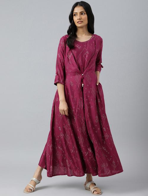 round neck printed dress - 18542759 - Very Small Image - 1
