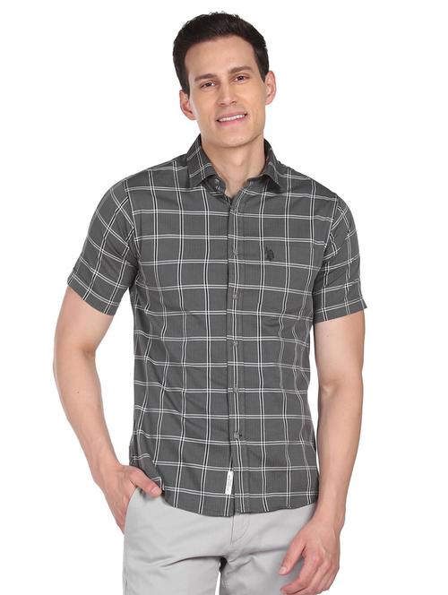 grey checkered casual shirt - 18542882 - Very Small Image - 1