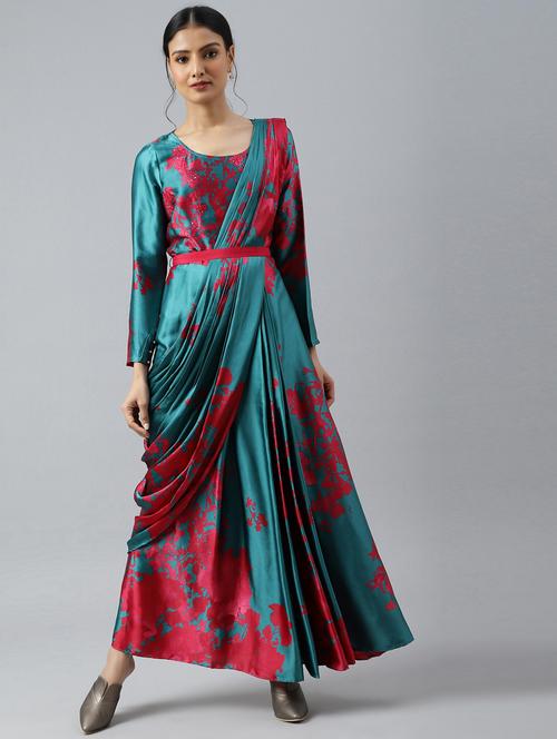 green printed ethnic dress - 18543043 - Very Small Image - 1