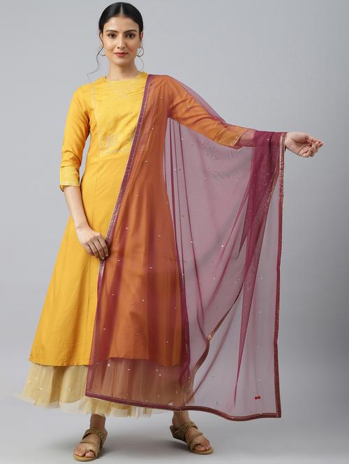 lace detail solid dupatta - 18543092 - Very Small Image - 1