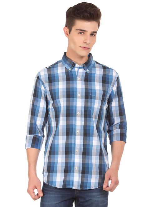 checkered cotton casual shirt - 18543120 - Very Small Image - 1