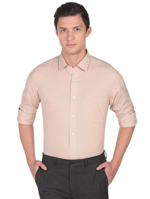 beige self design casual shirt - 18543126 - Very Small Image - 1