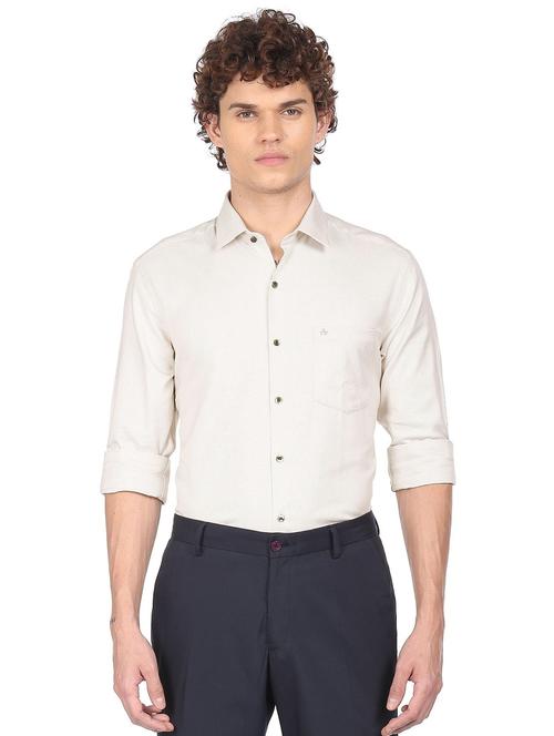 beige self design casual shirt - 18543153 - Very Small Image - 1
