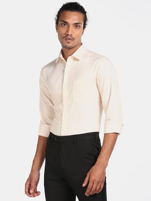 yellow self design casual shirt - 18543218 - Very Small Image - 1