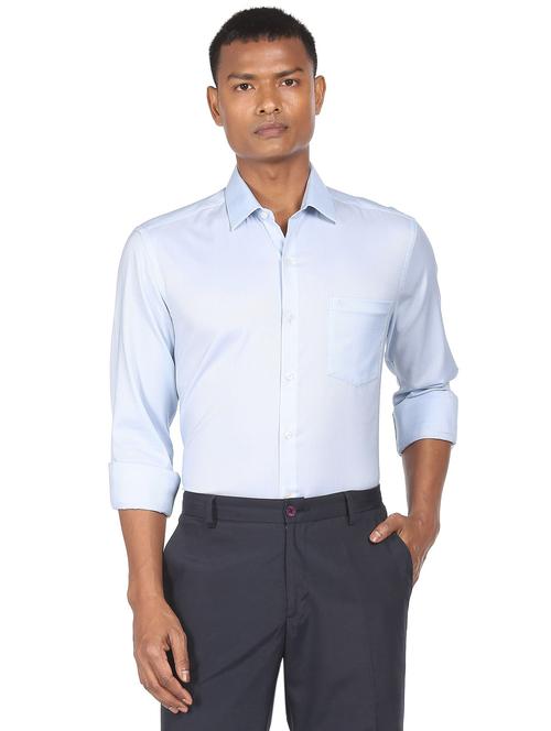 light blue self design formal shirt - 18543337 - Very Small Image - 1