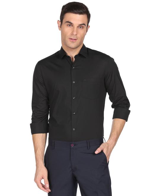 black solid casual shirt - 18543340 - Very Small Image - 1