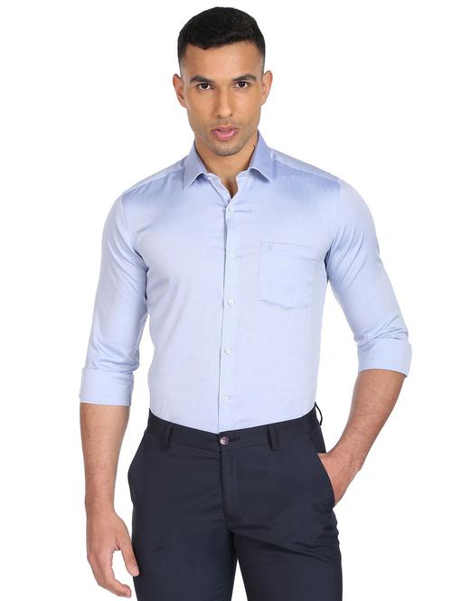 light blue textured formal shirt - 18543358 - Very Small Image - 1