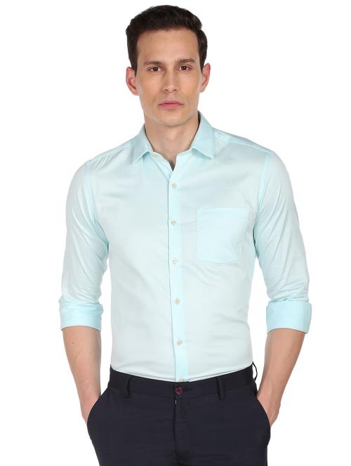 light blue solid formal shirt - 18543411 - Very Small Image - 1