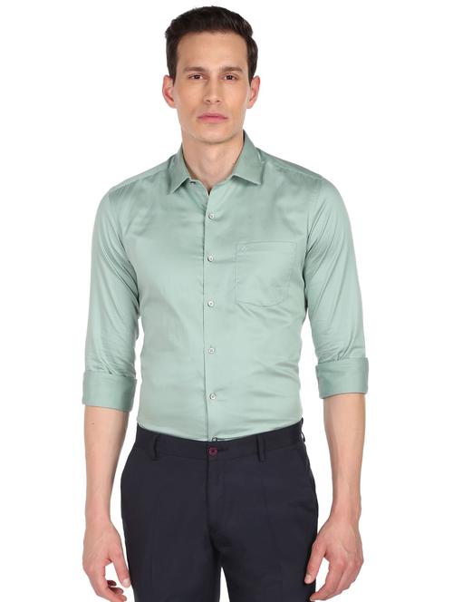 sage green solid formal shirt - 18543412 - Very Small Image - 1